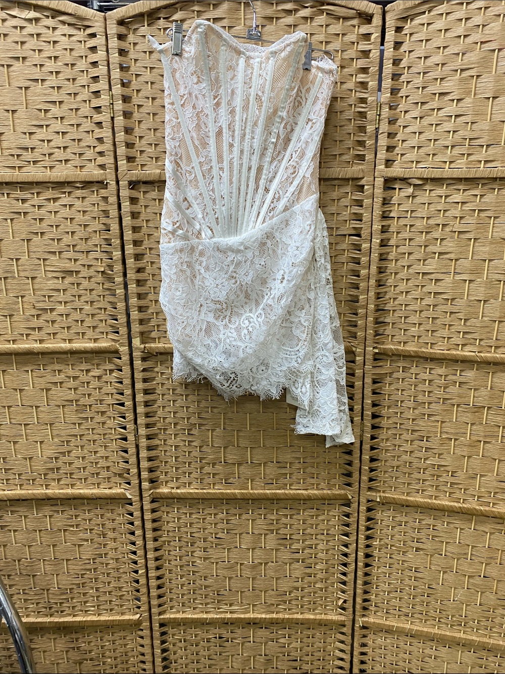 Strapless White Lace Mini Dress